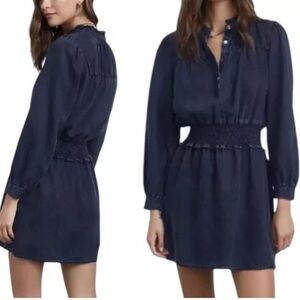 RAILS Shawna Smocked Long Sleeve Denim Dress in Dark Vintage Blue